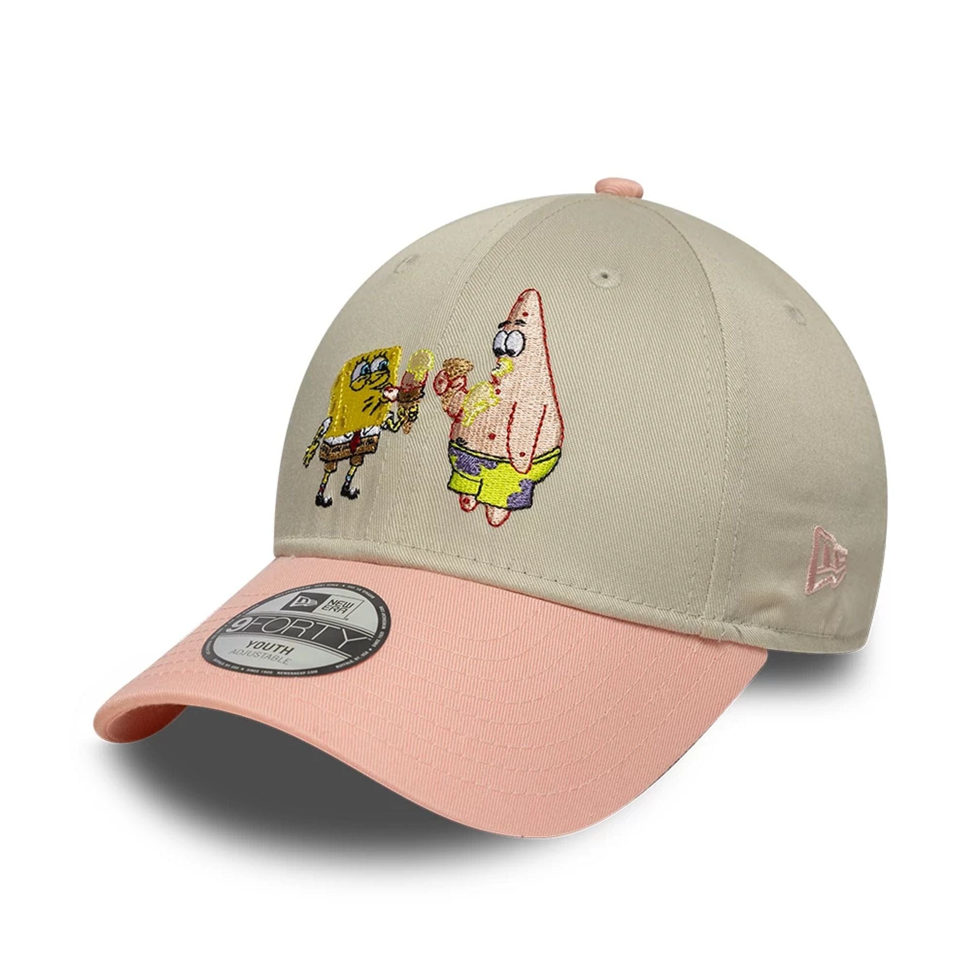 Pictured is this Youth Spongebob Squarepants & Patrick Star 9FORTY cap in light beige. 1