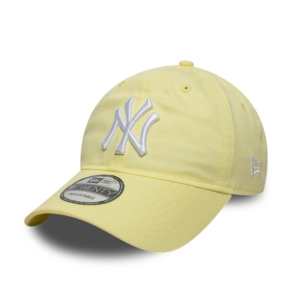 Pictured is this MLB League Essential New York Yankees 9TWENTY cap in pastel yellow. 1