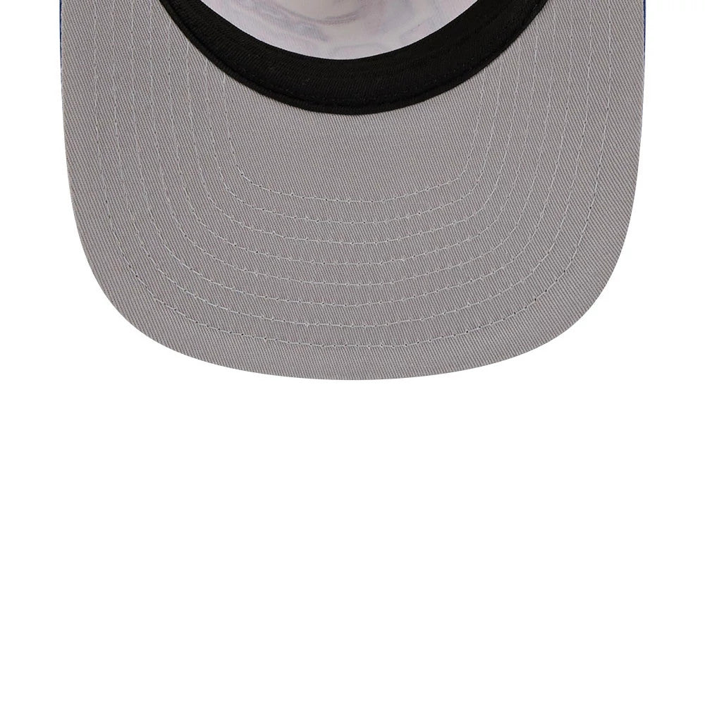 Heat NBA Hardwood Classic ASG White New Era 9FIFTY A-Frame Snapback Adjustable Cap, inside view showing a grey undervisor, black lining along the edge, and white sweatband on the structured design.