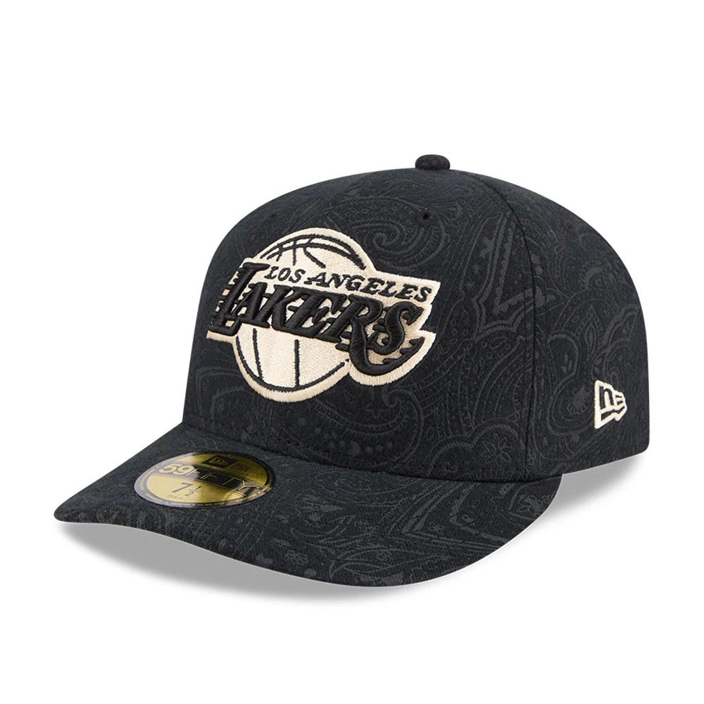 Pictured is this NBA Brushed Cotton LA Lakers 59FIFTY Fitted cap in black. 1