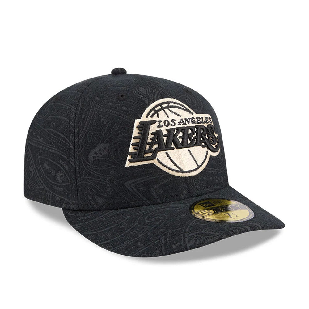 Pictured is this NBA Brushed Cotton LA Lakers 59FIFTY Fitted cap in black. 4