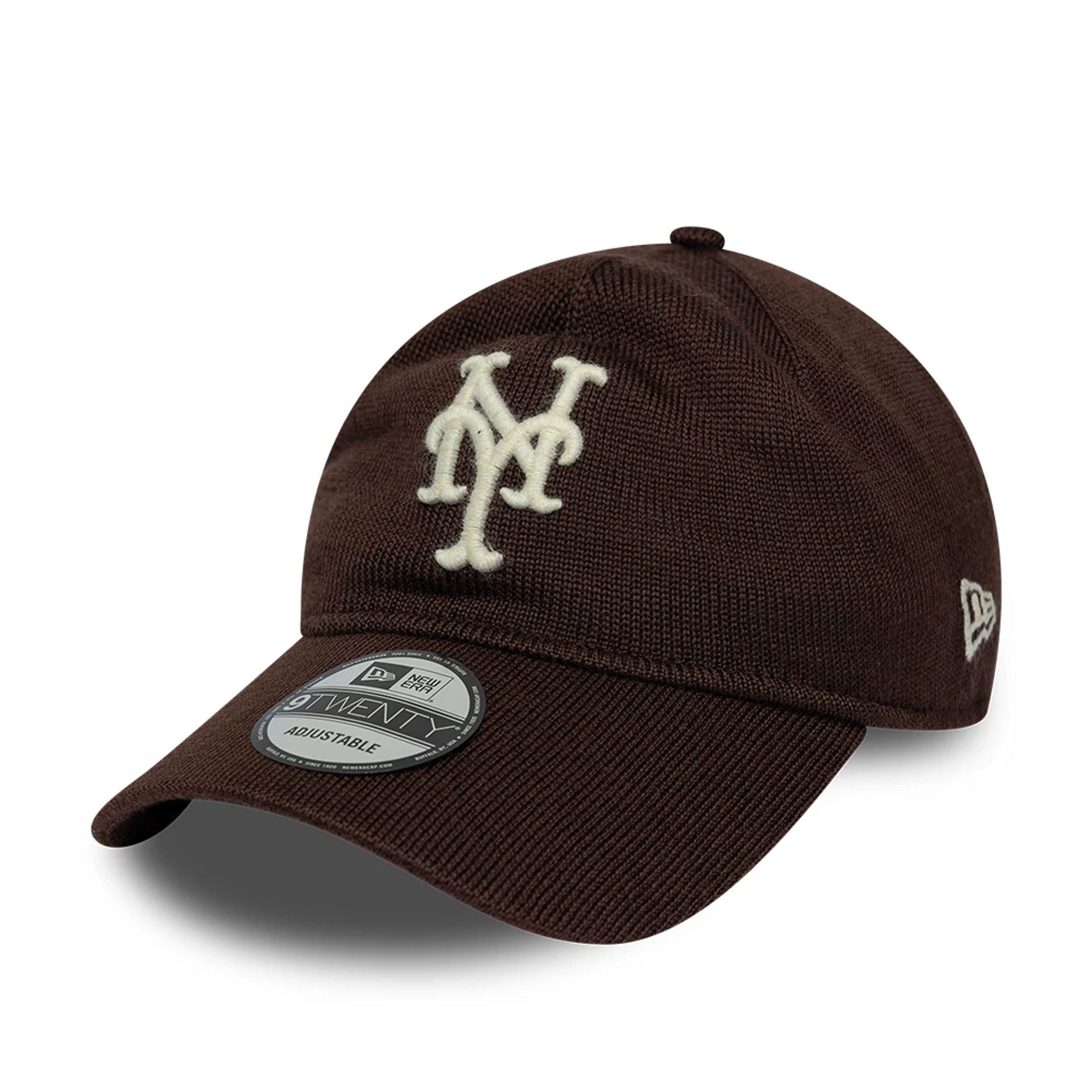 Pictured is this MLB Merino Wool New York Mets 9TWENTY cap in dark brown. 1