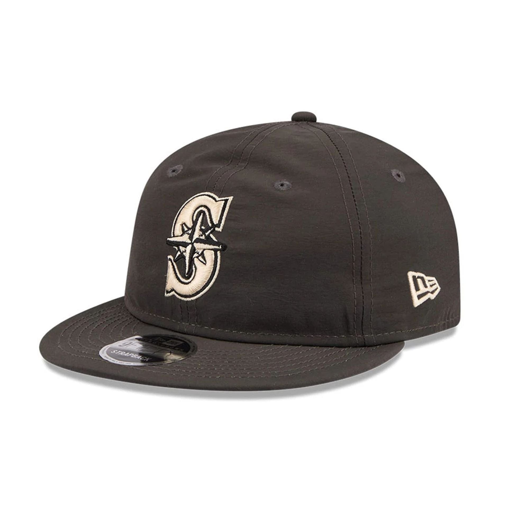 Pictured is this MLB Nylon Seattle Mariners Retro Crown 9FIFTY cap in black. 1