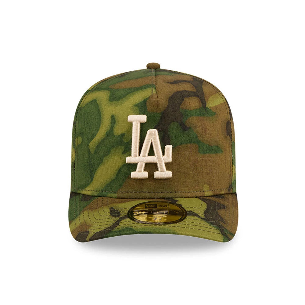 Pictured is this MLB Ripstop LA Dodgers 59FORTY A-Frame Fitted cap in camo. 3