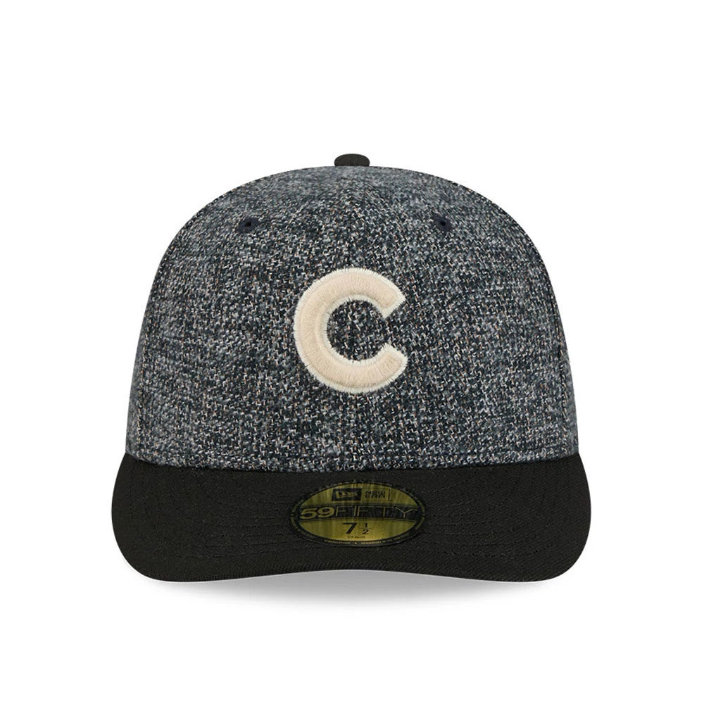 Pictured is this MLB Tweedy Cotton Chicago Cubs 59FIFTY Fitted cap in black. 3