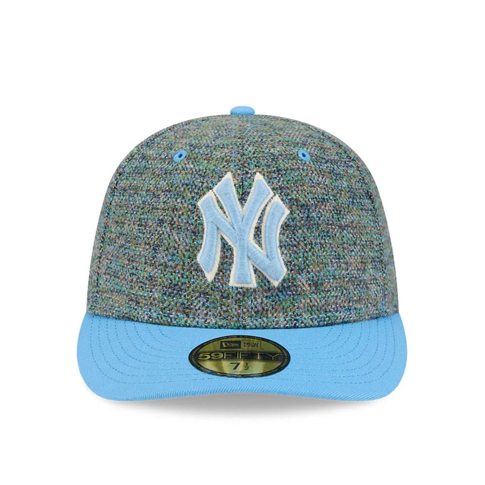 Pictured is this MLB Tweedy Cotton New York Yankees 59FIFTY Fitted cap in pastel blue. 3