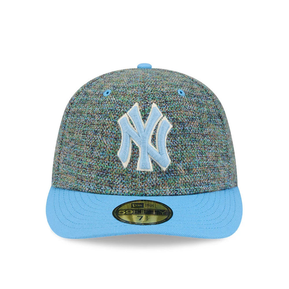 Pictured is this MLB Tweedy Cotton New York Yankees 59FIFTY Fitted cap in pastel blue. 3