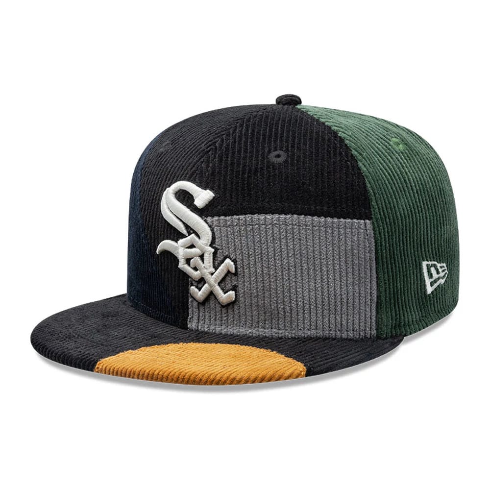 Pictured is this MLB Patchwork Chicago White Sox 59FIFTY Fitted cap in black. 3