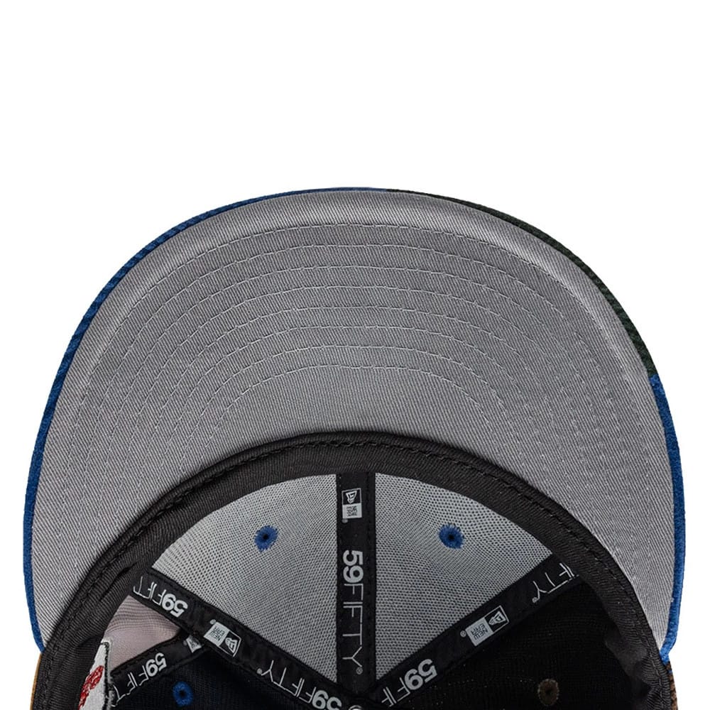 Pictured is this MLB Patchwork LA Dodgers 59FIFTY Fitted cap in dark blue. 2