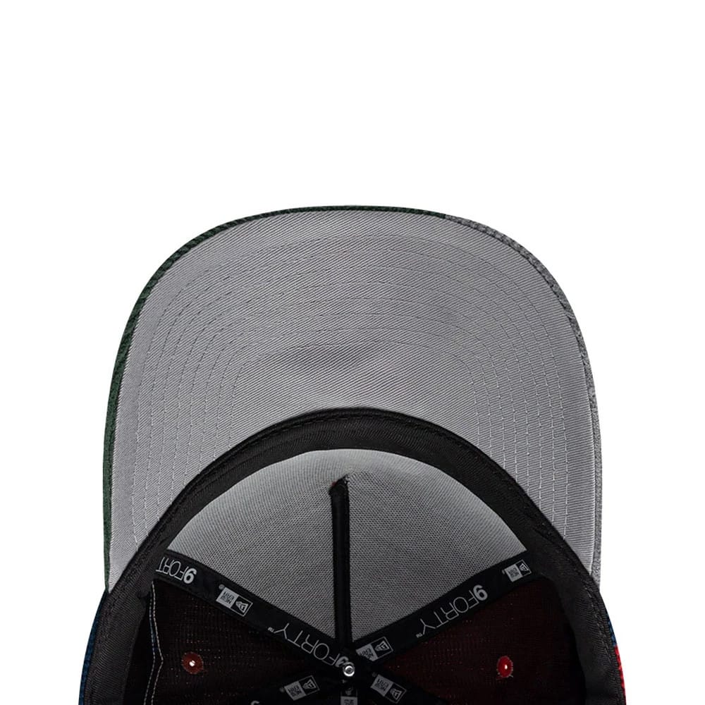 Pictured is this New Era Patchwork 9FORTY A-Frame cap in Red. 2