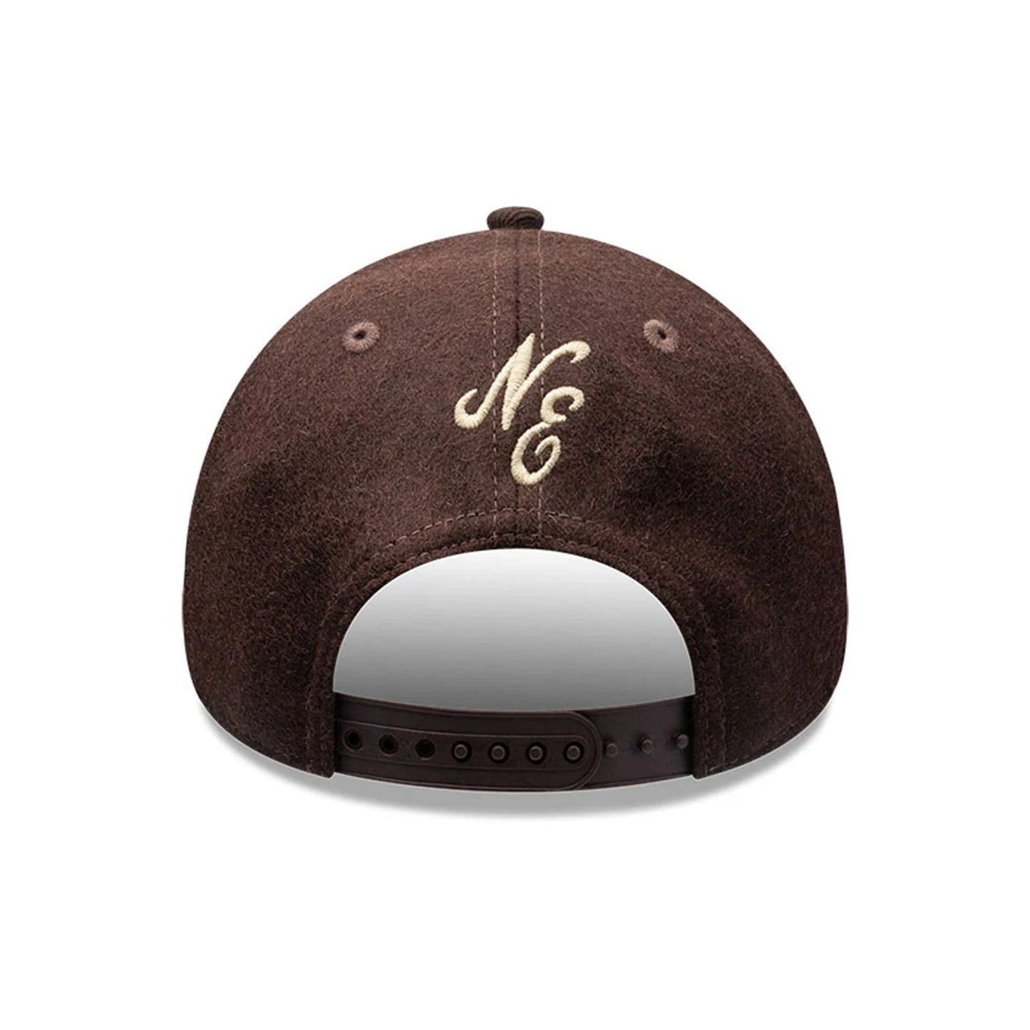 Pictured is this New Era Melton Wool 9FORTY A-Frame cap in Brown. 5