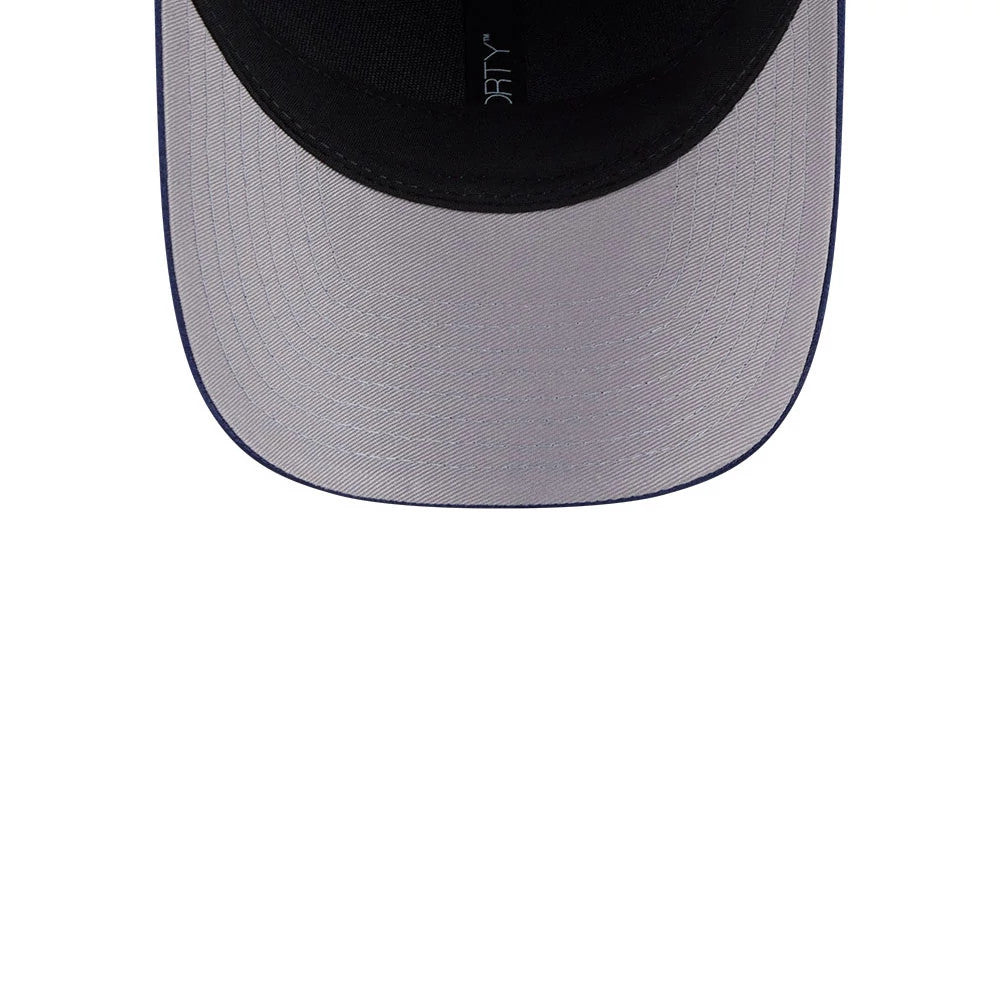 Minnesota Lynx WNBA Draft 2026 Blue New Era 9FORTY M-Crown Adjustable Cap, inside view showing the grey undervisor and the black sweatband with part of the 9FORTY logo on the curved black visor.