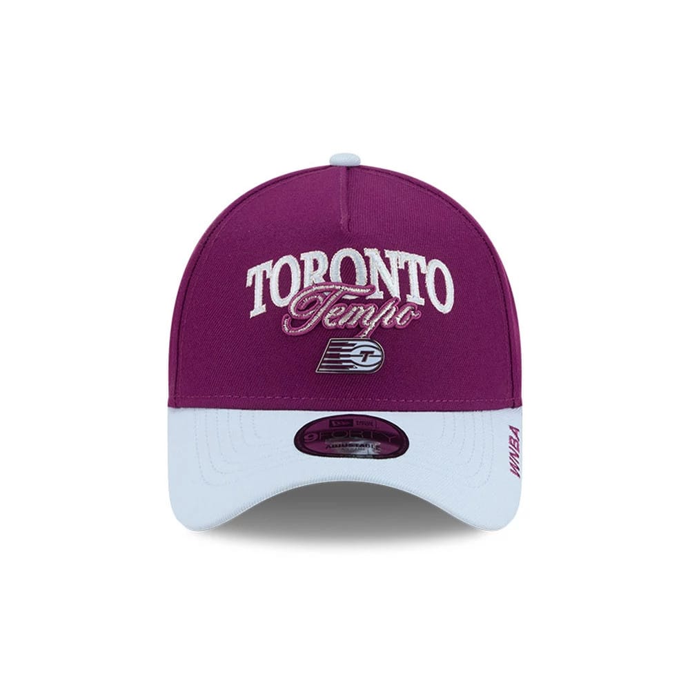 Pictured is this WNBA Tip Off 2026 Toronto Tempo 9FORTY A-Frame cap in dark red. 2