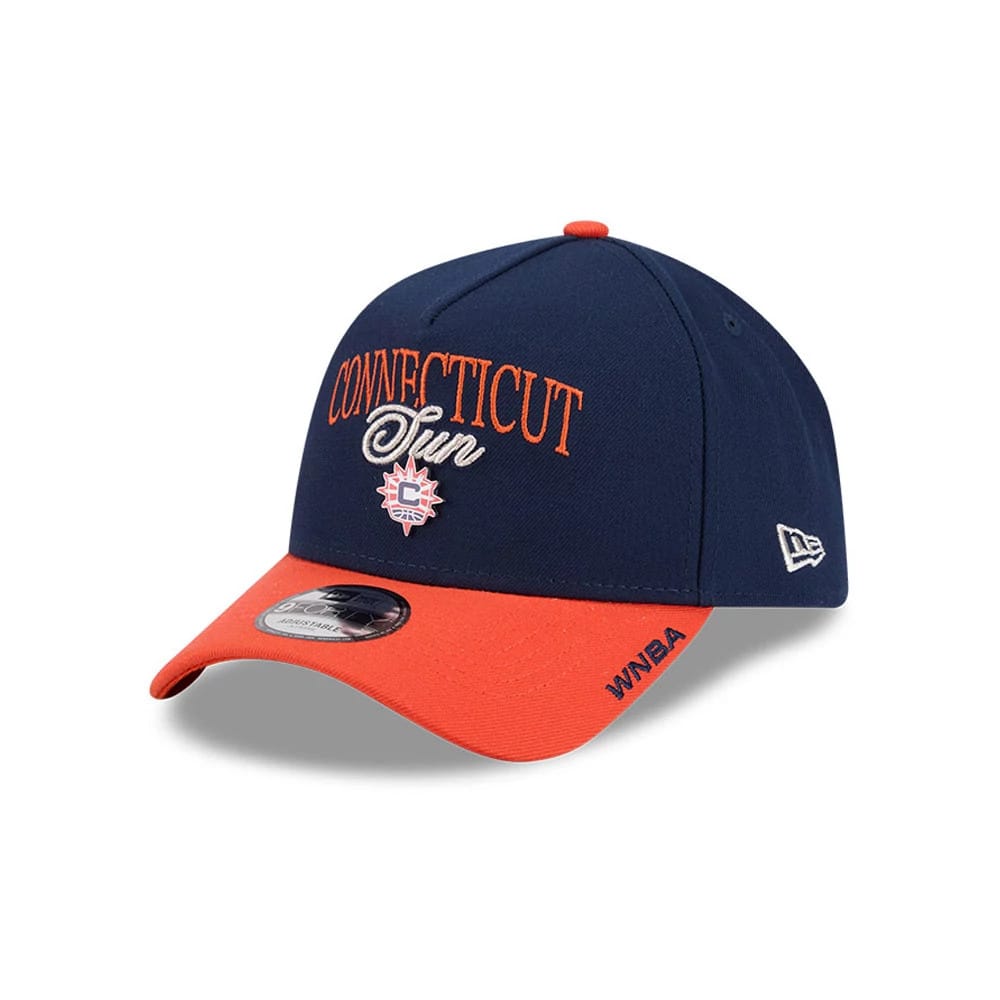 Pictured is this WNBA Tip Off 2026 Connecticut Sun 9FORTY A-Frame cap in navy. 1
