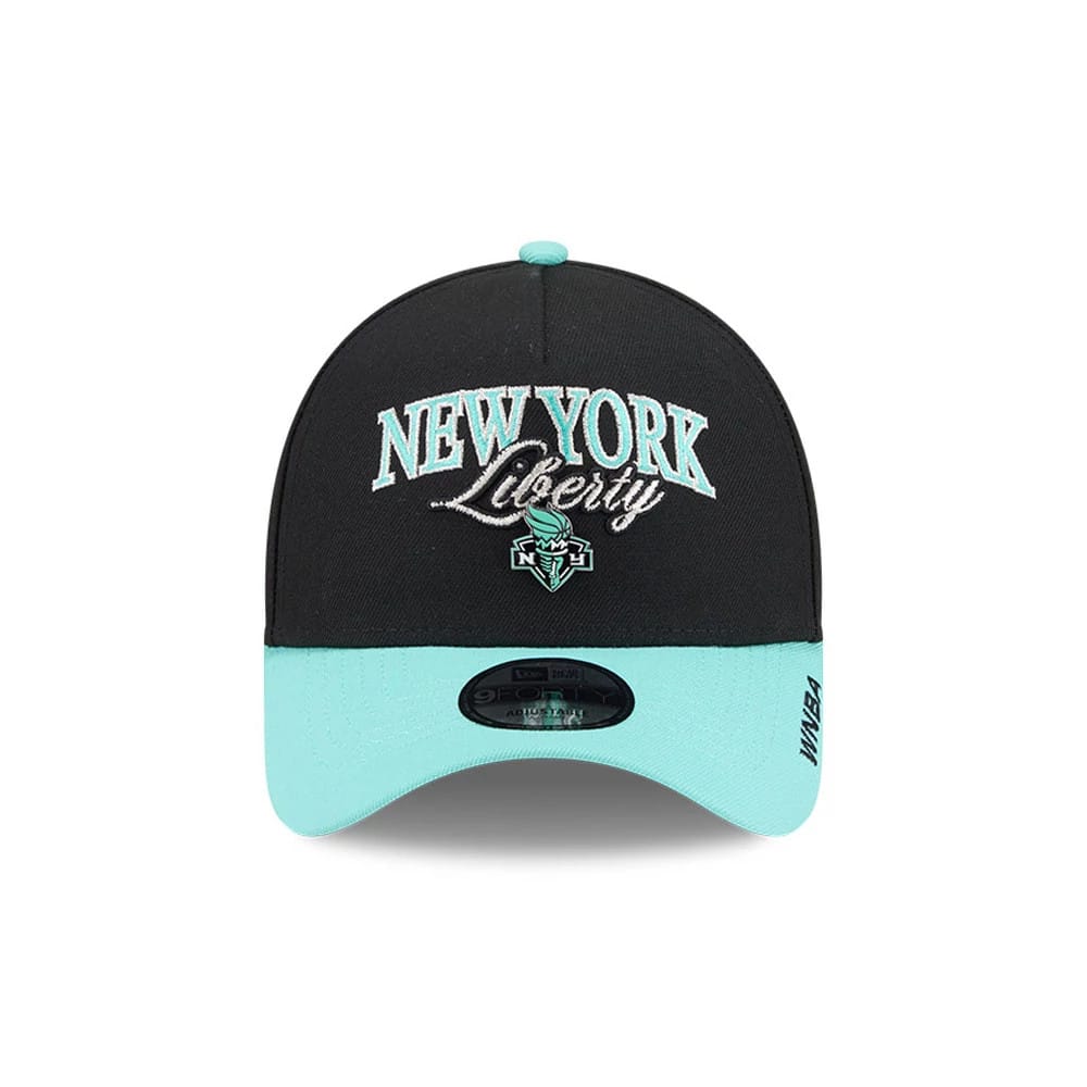 Pictured is this WNBA Tip Off 2026 New York Liberty 9FORTY A-Frame cap in black. 2