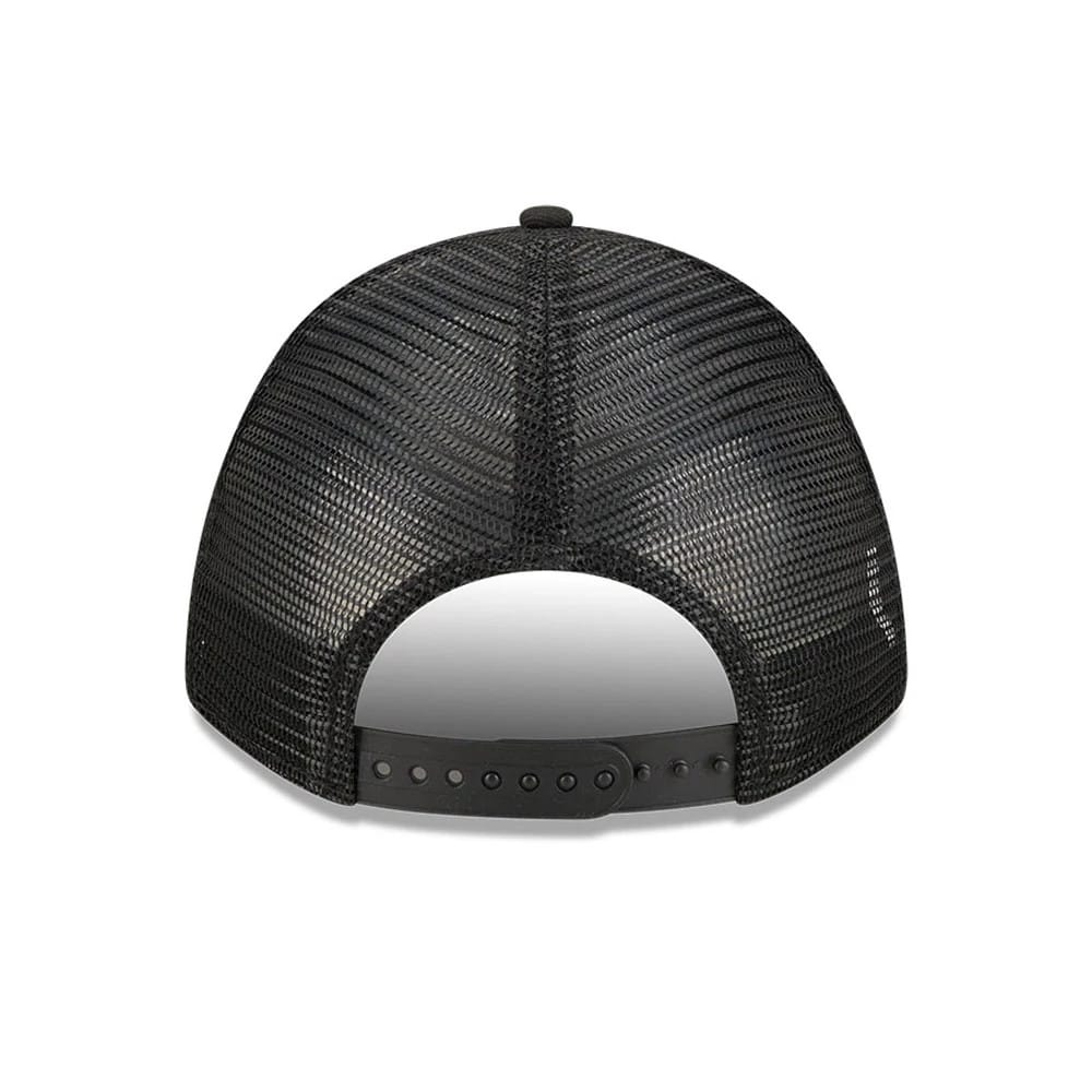Pictured is this NHL Stanley Cup Champions Edmonton Oilers 9FORTY M-Crown A-Frame Trucker Adjustable cap in black. 7