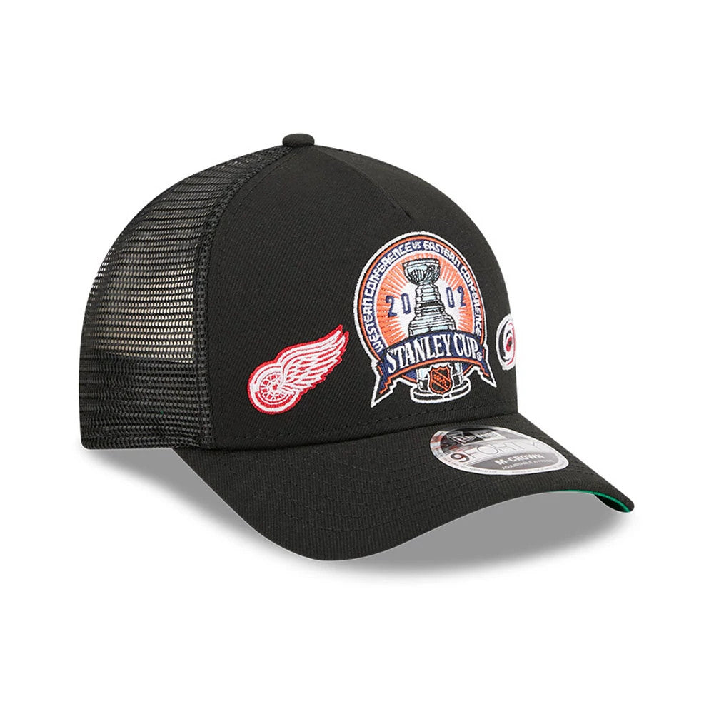 Pictured is this NHL Stanley Cup Champions Detroit Red Wings 9FORTY M-Crown A-Frame Trucker Adjustable cap in black. 4