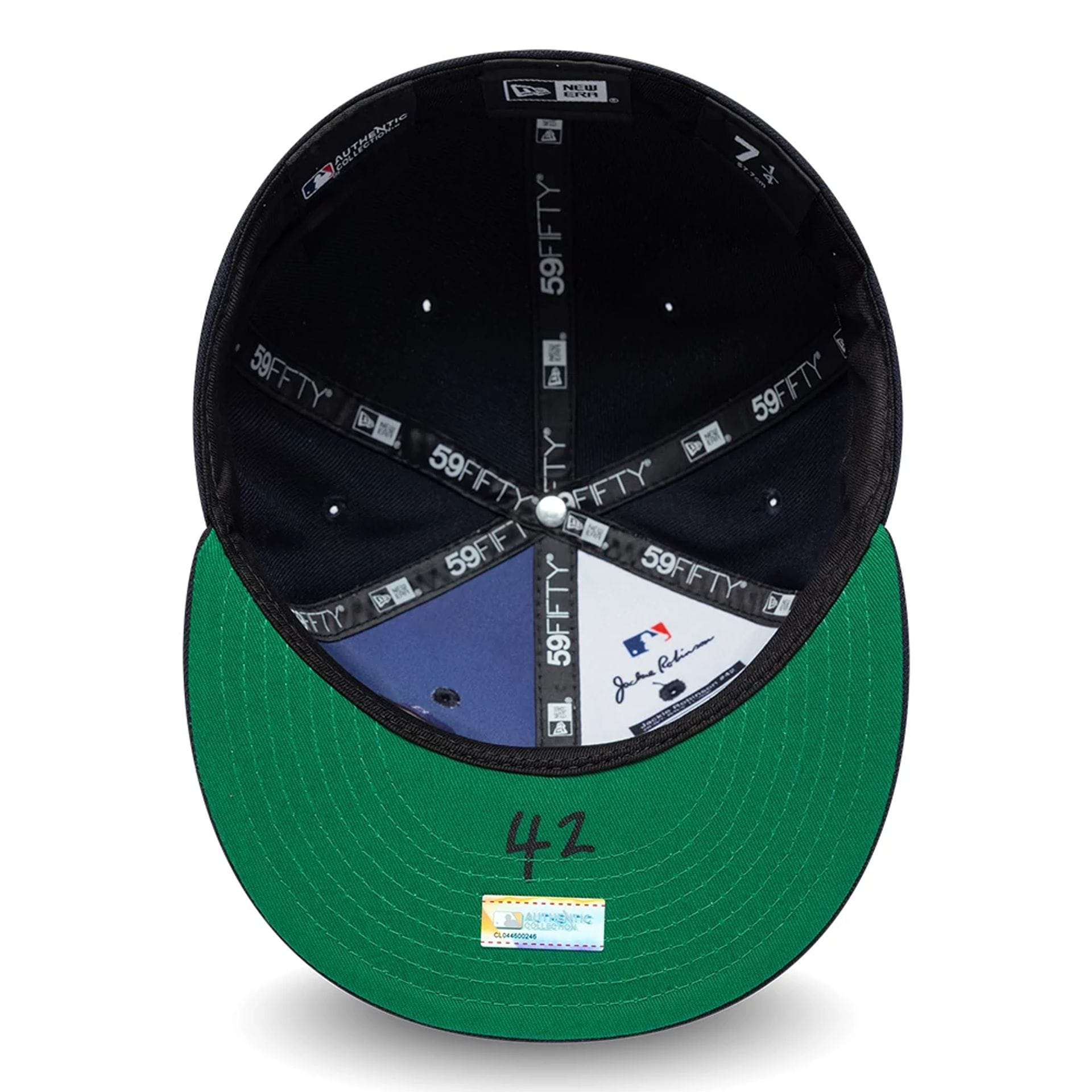 Pictured is this MLB Jackie Robinson Detroit Tigers 59FIFTY Fitted cap in navy. 2