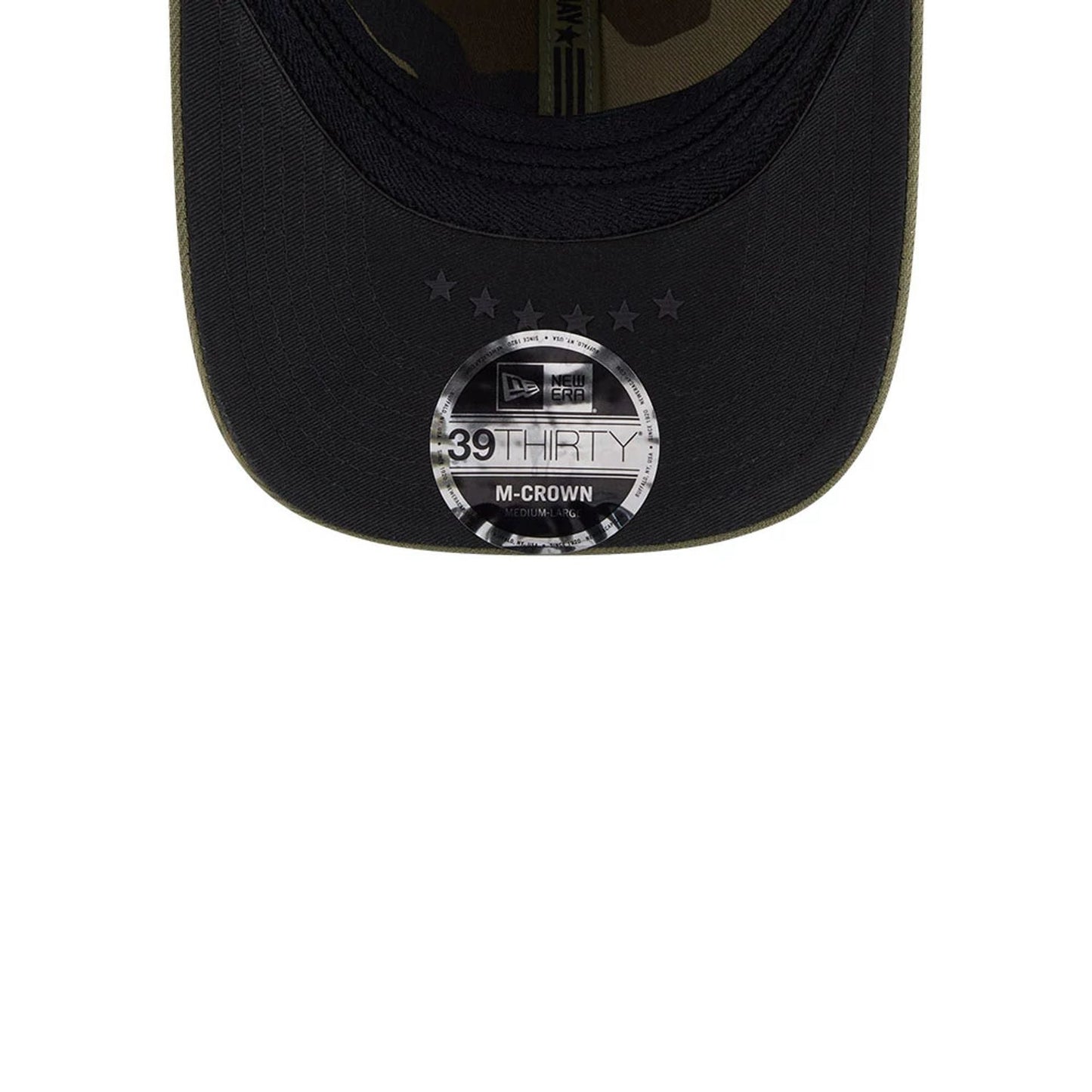 Pictured is this MLB Armed Forces Day 2026 Detroit Tigers 39THIRTY M-Crown Stretch Fit cap in green. 7