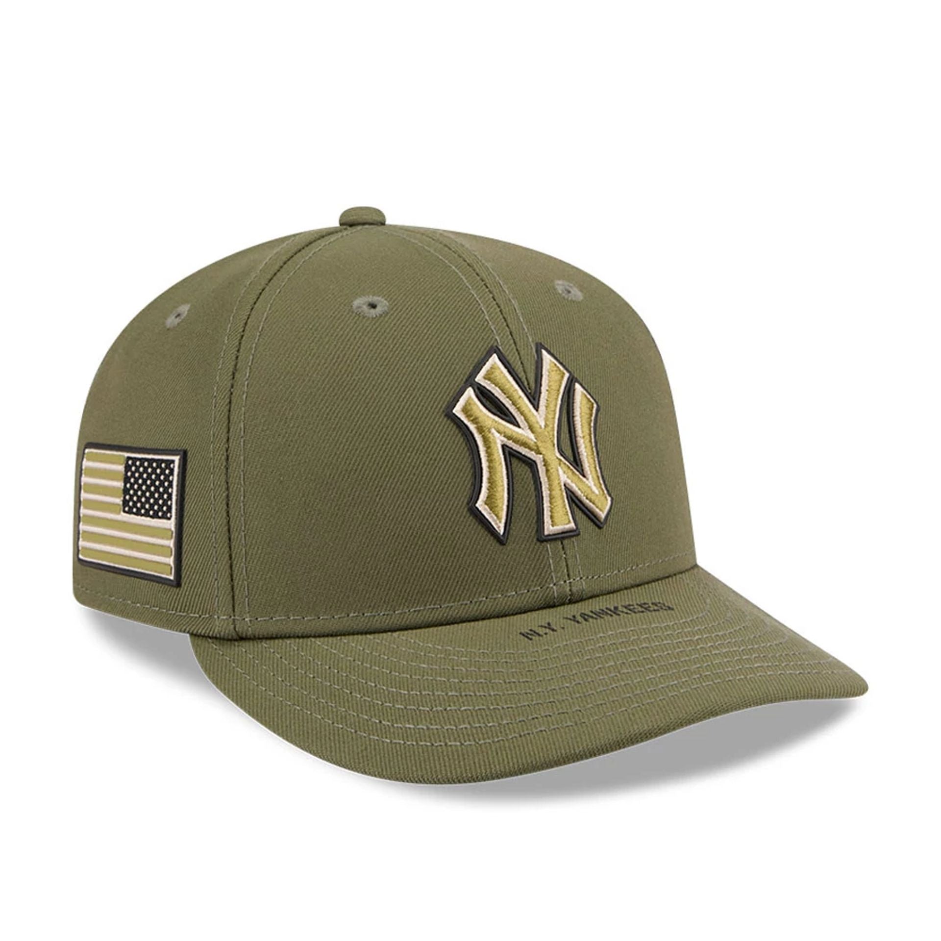 Pictured is this MLB Armed Forces Day 2026 New York Yankees Low Profile 59FIFTY Fitted cap in green. 1