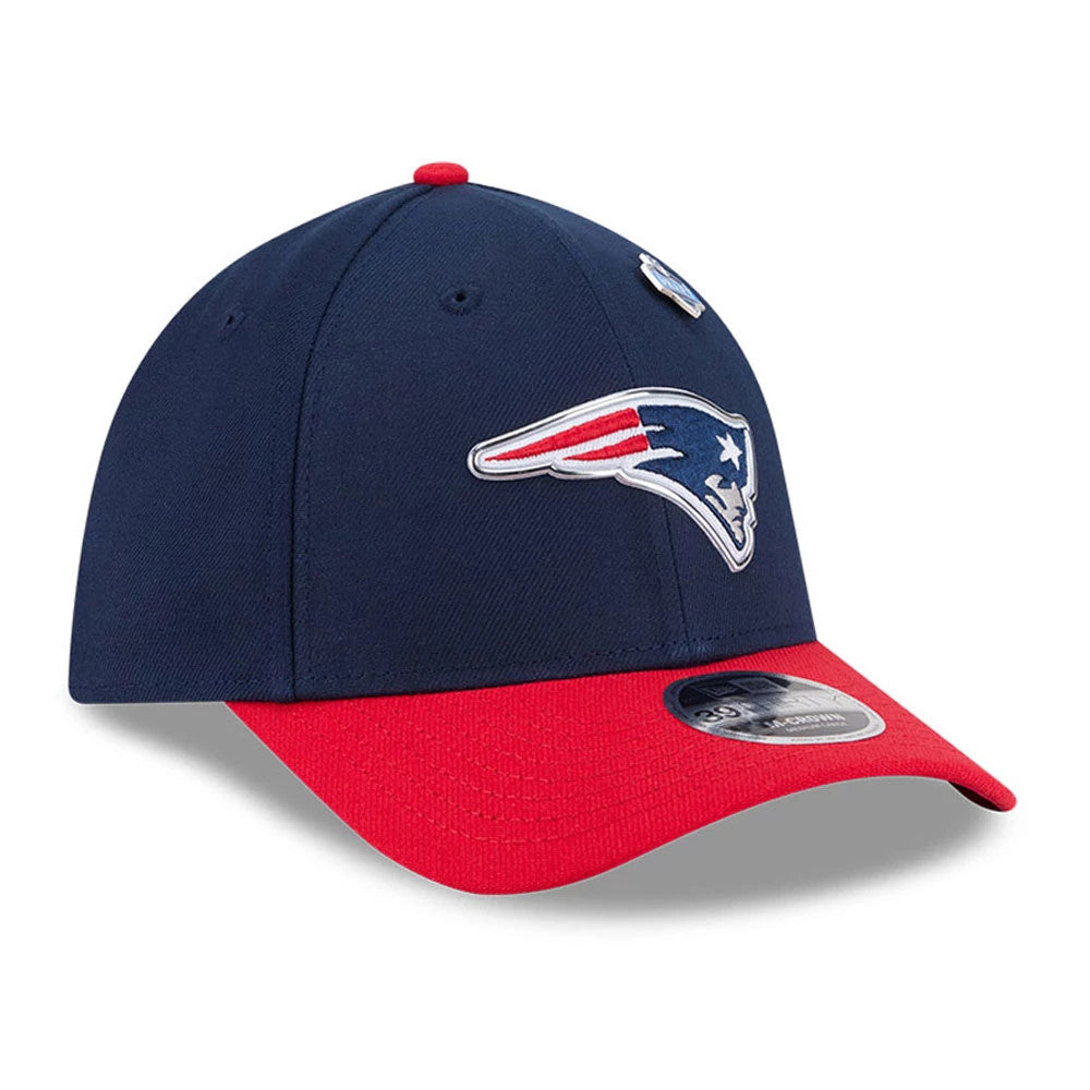 Pictured is this NFL Draft 2026 New England Patriots 39THIRTY M-Crown Stretch Fit cap in dark blue. 4