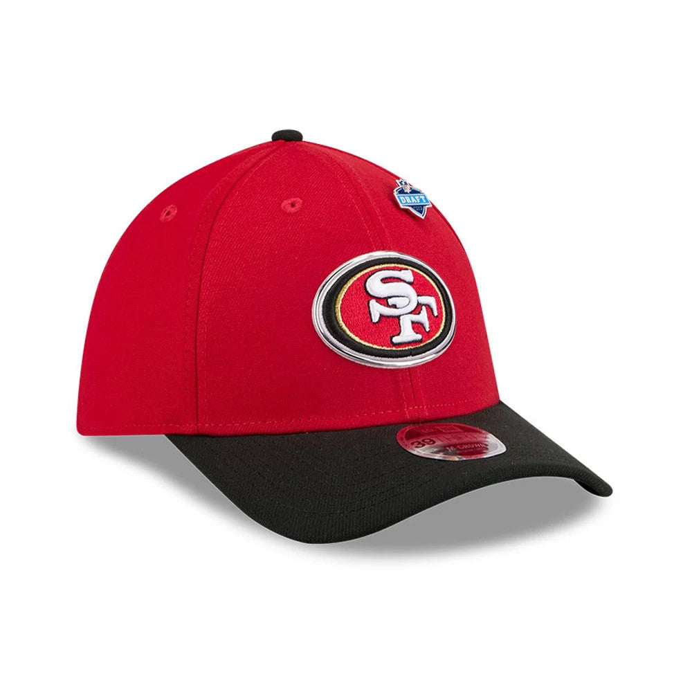 Pictured is this NFL Draft 2026 San Francisco 49ers 39THIRTY M-Crown Stretch Fit cap in red. 4