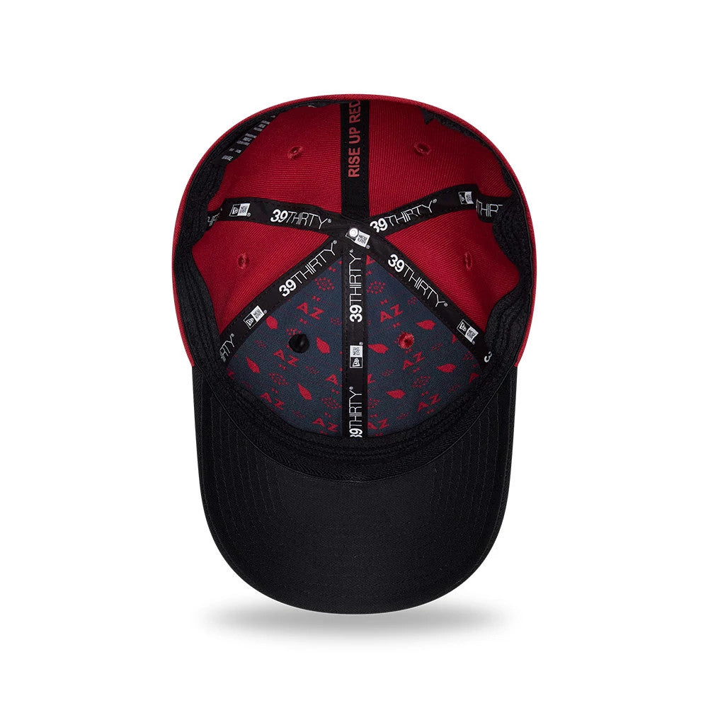 Pictured is this NFL Draft 2026 Arizona Cardinals 39THIRTY M-Crown Stretch Fit cap in dark red. 2