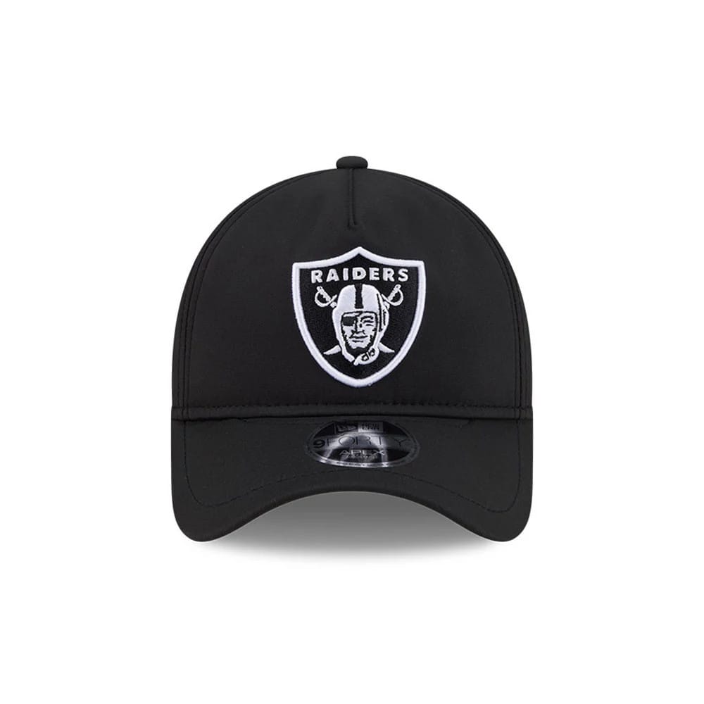 Pictured is this NFL Quickstrike Raiders 9FORTY Apex cap in black. 2