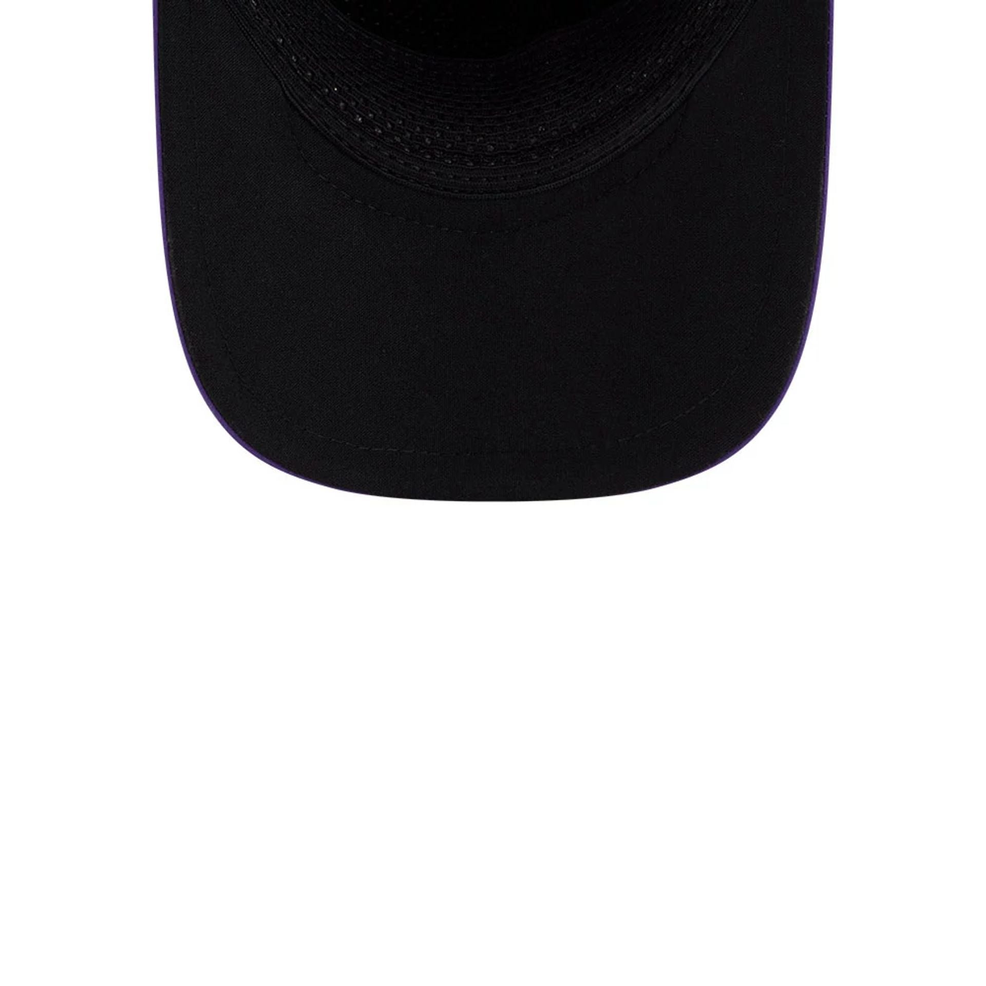 Pictured is this NBA Quickstrike LA Lakers 9FORTY Apex cap in purple. 2