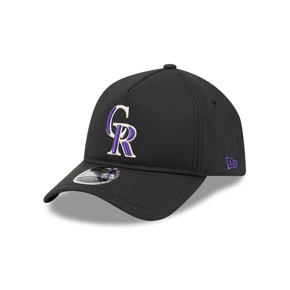 Pictured is this MLB Quickstrike Colorado Rockies 9FORTY Apex cap in black. 1