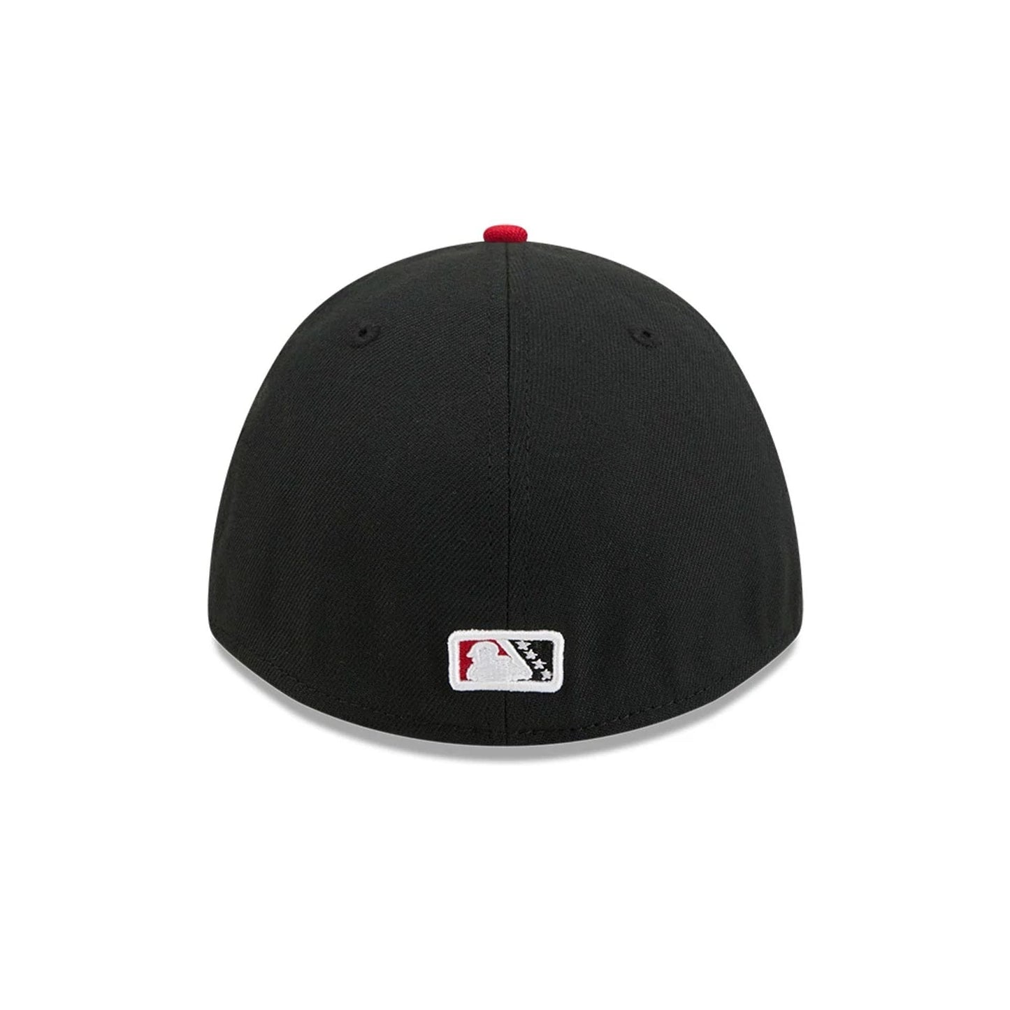 Pictured is this MiLB On Field Player Replica Lake Elsinore Storm 39THIRTY M-Crown Stretch Fit cap in Black. 7