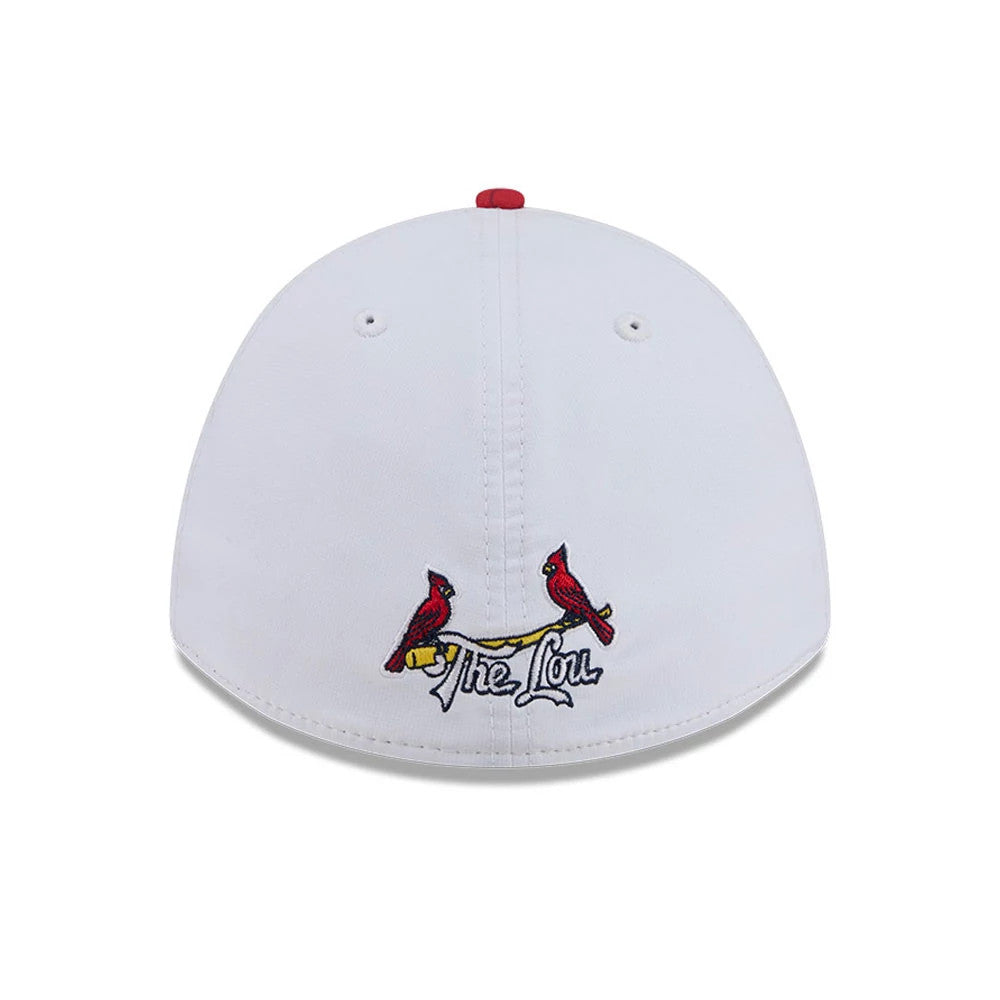 Pictured is this MLB City Connect St. Louis Cardinals 39THIRTY M-Crown A-Frame Stretch Fit cap in red. 7