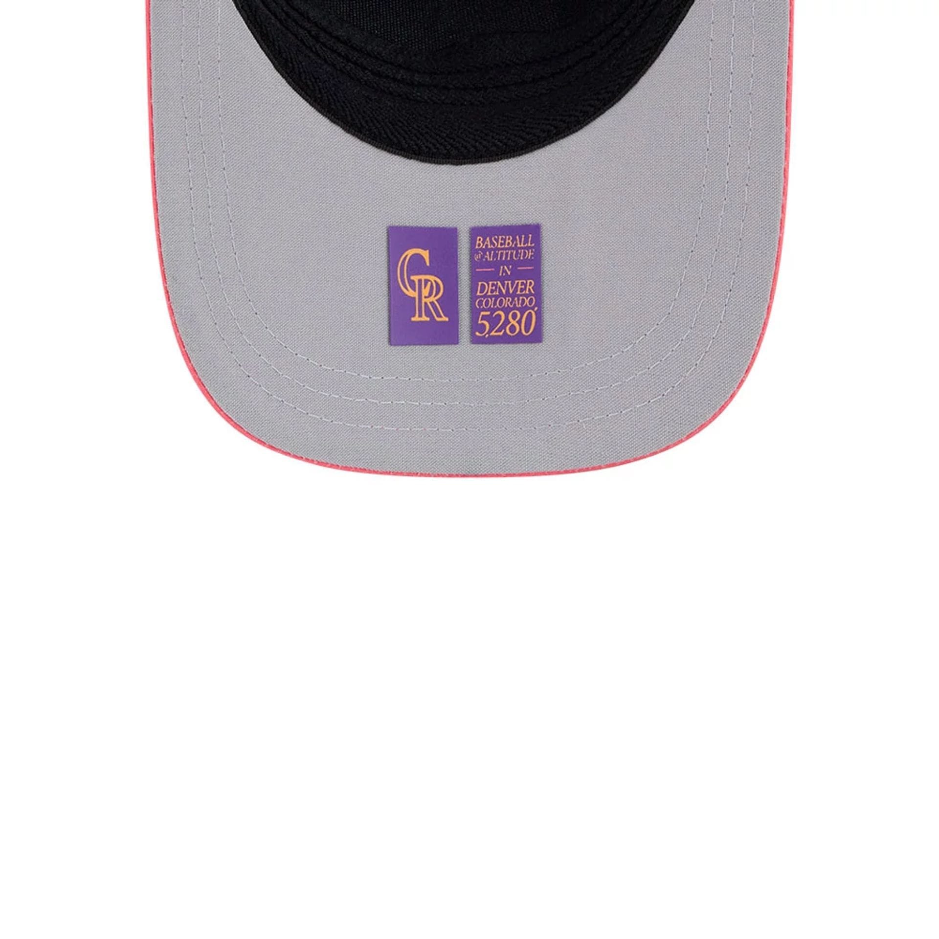 Pictured is this MLB City Connect Colorado Rockies 39THIRTY M-Crown A-Frame Stretch Fit cap in Purple. 2