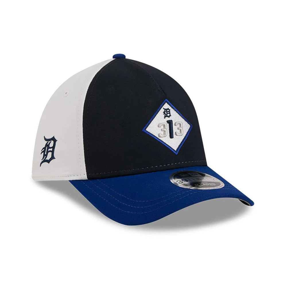 Pictured is this MLB City Connect Detroit Tigers 39THIRTY M-Crown A-Frame Stretch Fit cap in Navy. 1