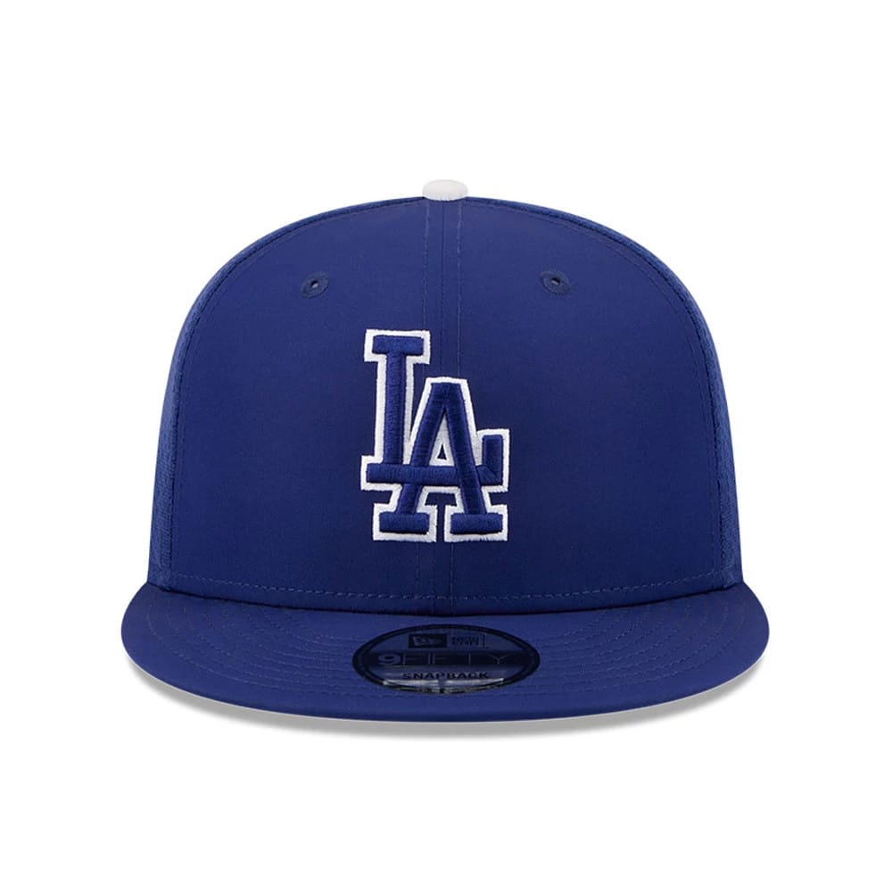 Pictured is this MLB Batting Practice 2026 LA Dodgers 9FIFTY Snapback Adjustable cap in dark blue. 2
