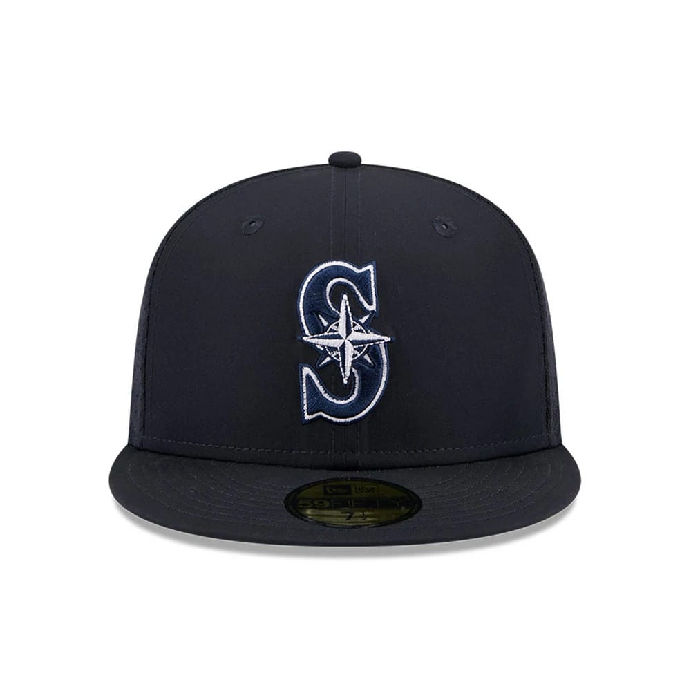 Pictured is this MLB Batting Practice 2026 Seattle Mariners 59FIFTY Fitted cap in navy. 2