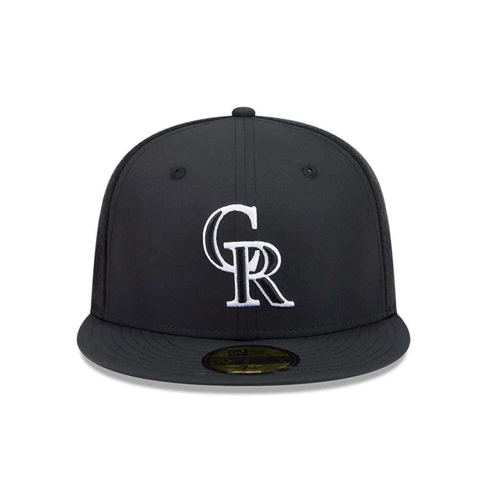 Pictured is this MLB Batting Practice 2026 Colorado Rockies 59FIFTY Fitted cap in black. 2