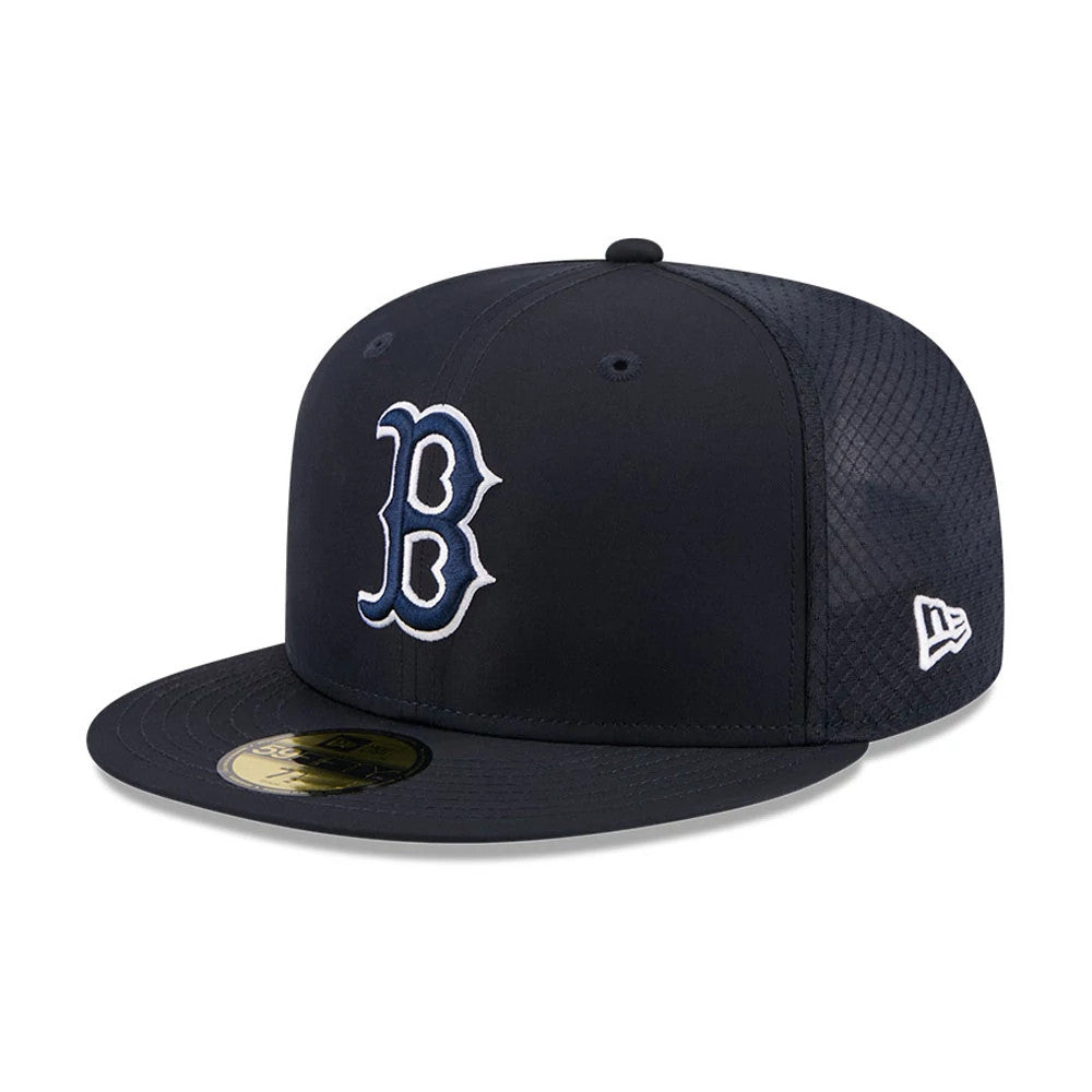 Pictured is this MLB Batting Practice 2026 Boston Red Sox 59FIFTY Fitted cap in navy. 1