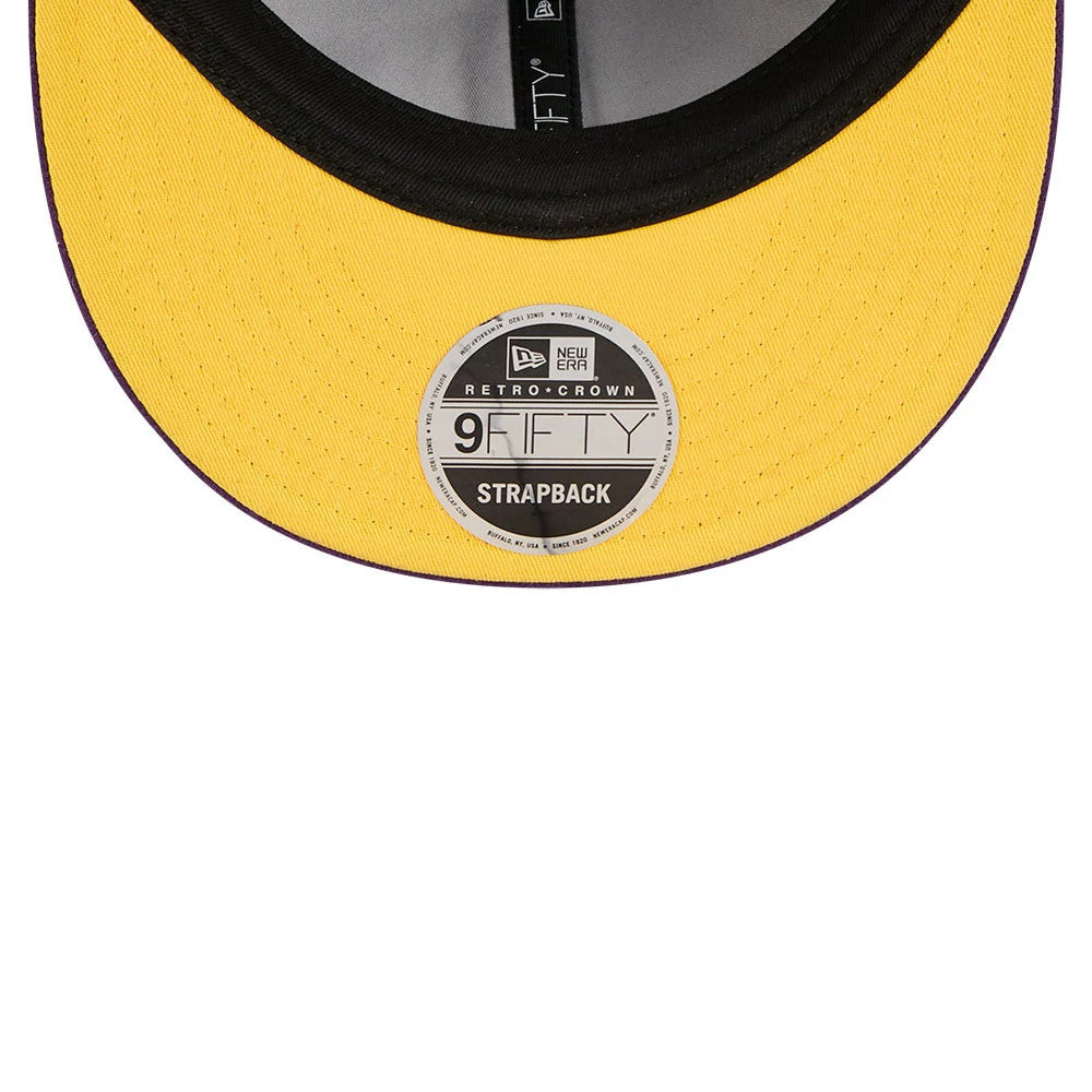 Pictured is this NBA Chenille Woven LA Lakers Retro Crown 9FIFTY cap in purple. 3