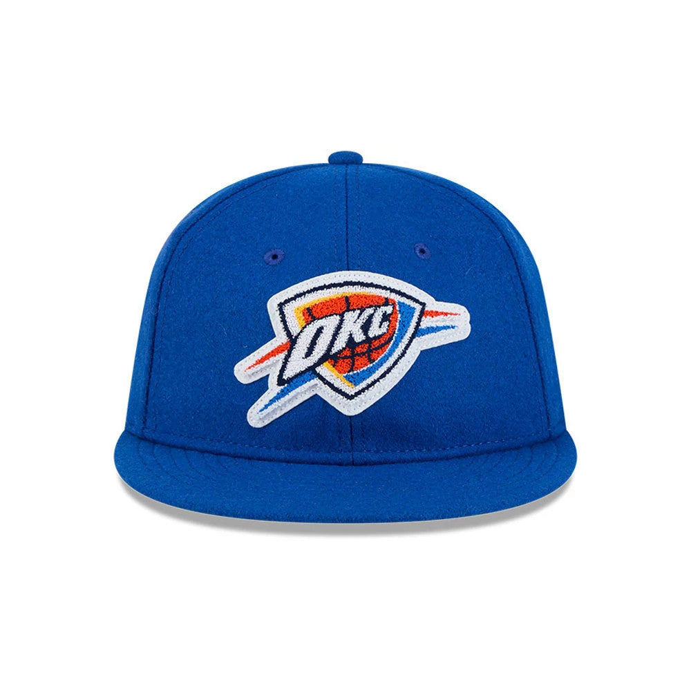 Pictured is this NBA Chenille Woven Oklahoma City Thunder Retro Crown 9FIFTY cap in blue. 4