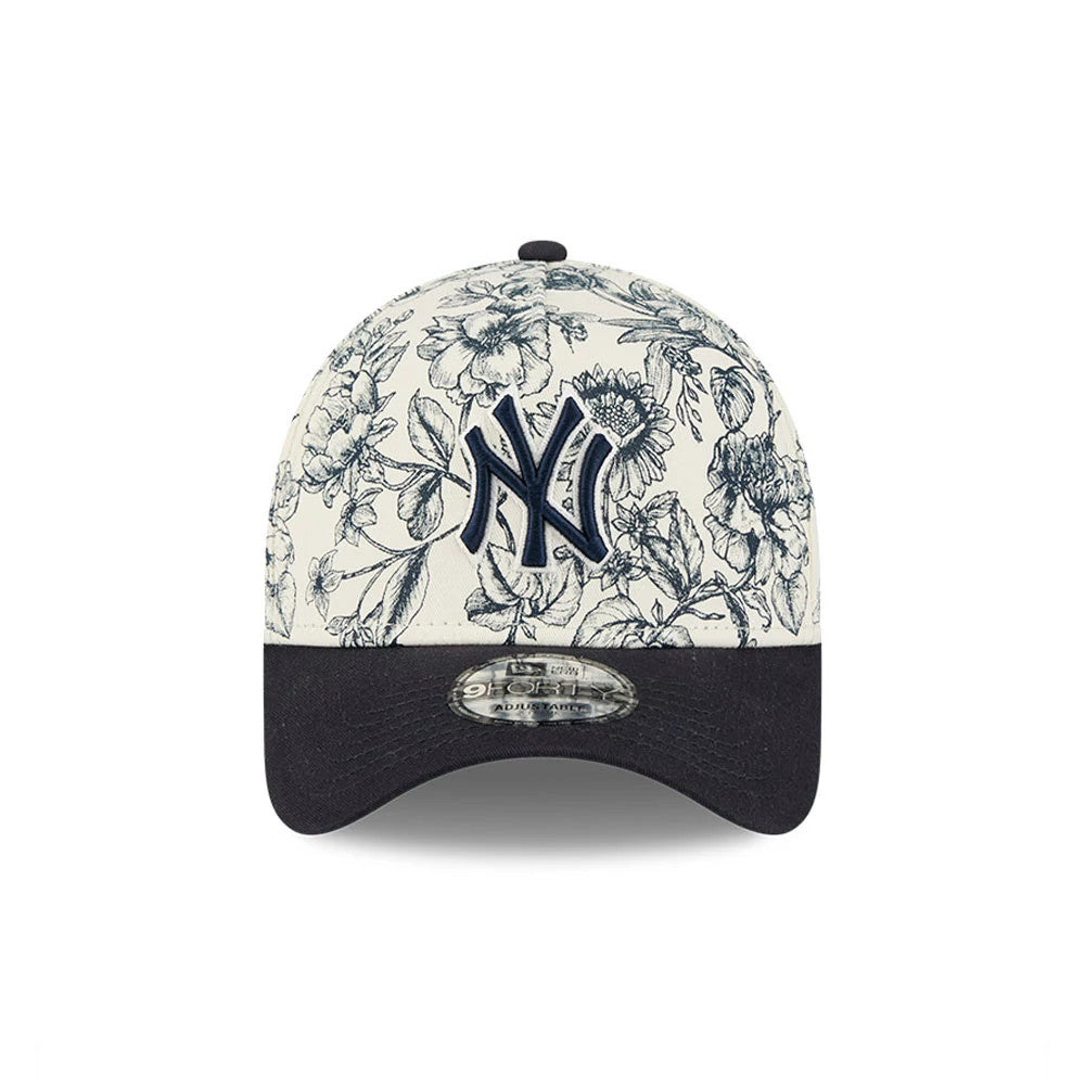 Pictured is this MLB Spring Floral New York Yankees 9FORTY A-Frame cap in navy. 3