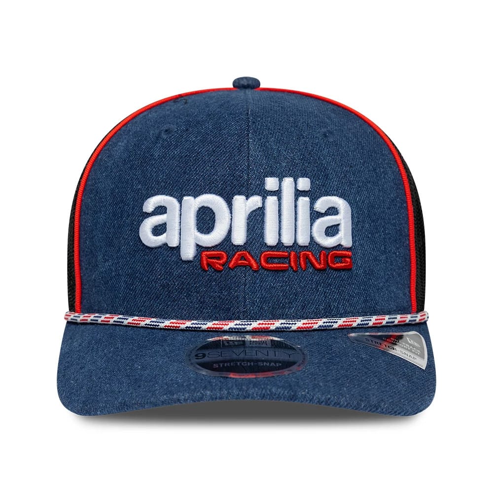 Pictured is this Aprilia Replica Austin Race Special 9SEVENTY Stretch Snap cap in blue. 3