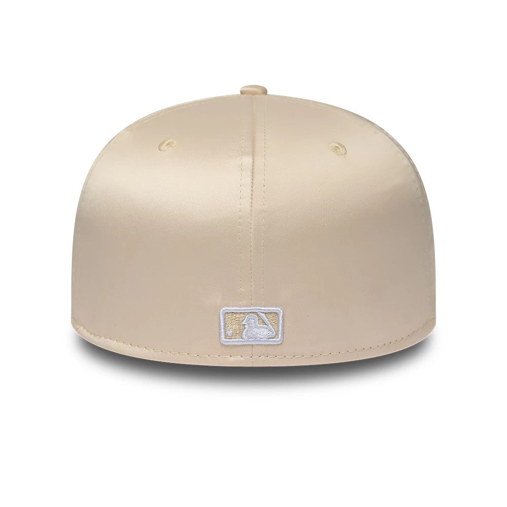 Pictured is this MLB Satin LA Dodgers 59FIFTY Fitted cap in cream. 4