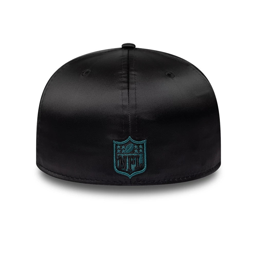 Pictured is this NFL Satin Philadelphia Eagles 59FIFTY Fitted cap in black. 4