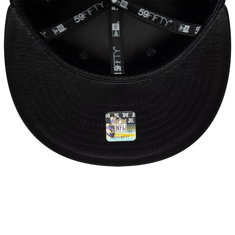 Pictured is this NFL Satin Philadelphia Eagles 59FIFTY Fitted cap in black. 7