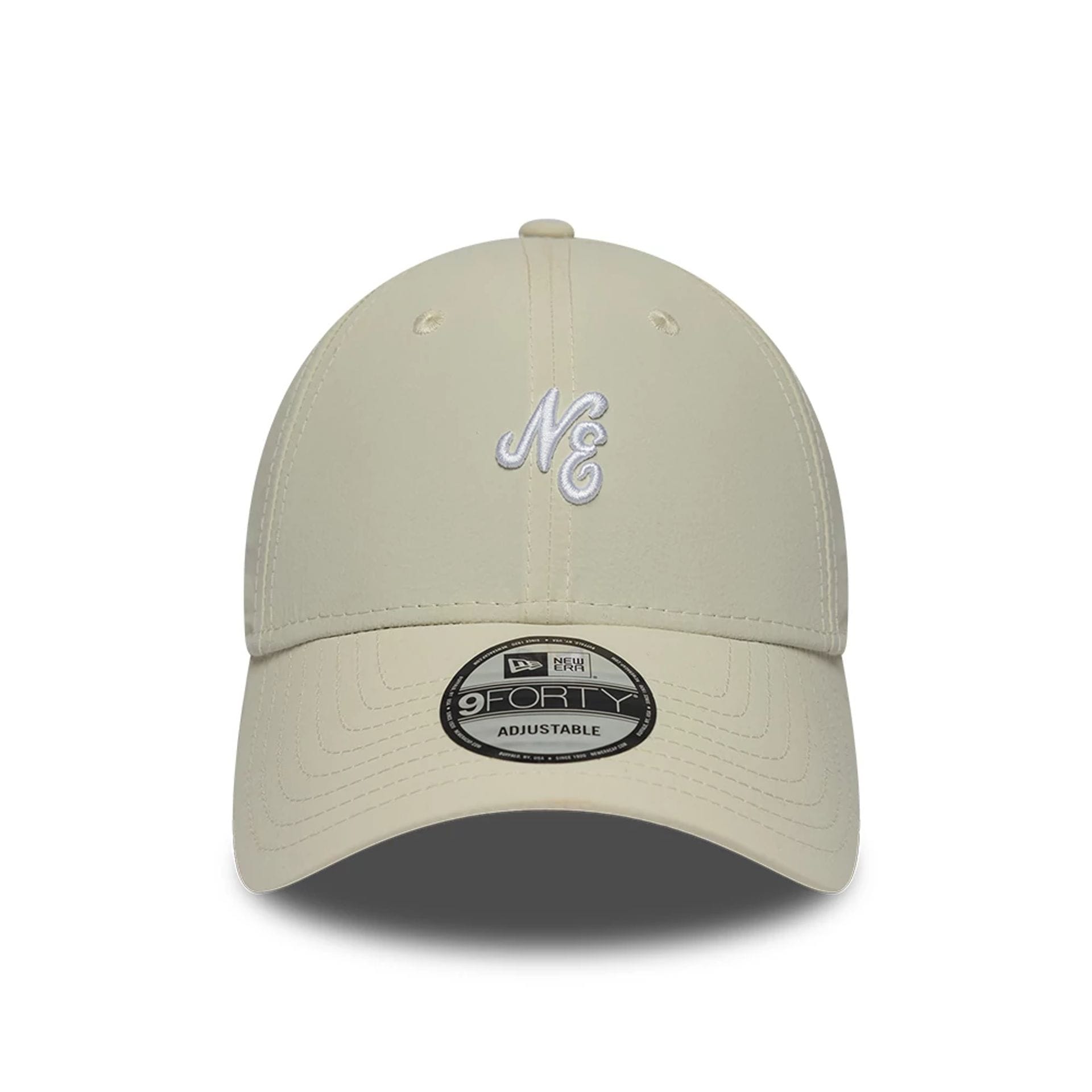 Pictured is this New Era Mini Logo Recycled 9FORTY cap in light beige. 2