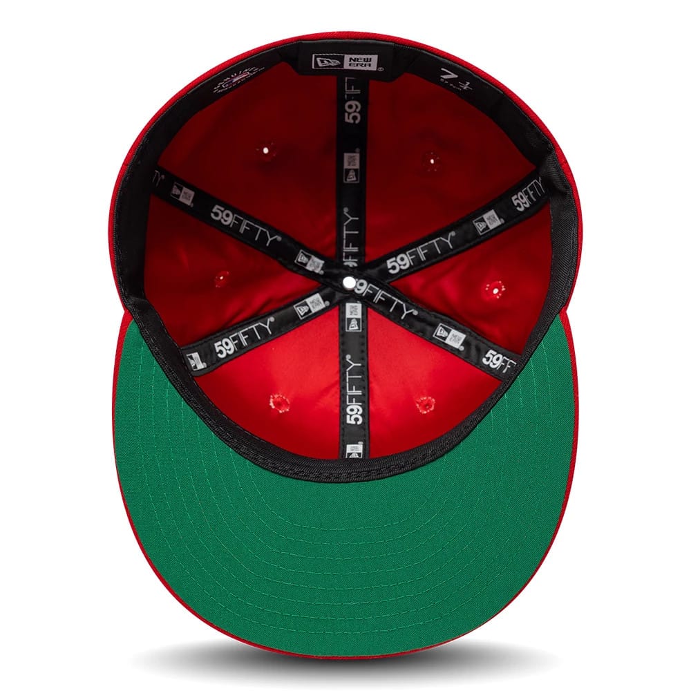 Pictured is this MLB Sidepatch LA Angels 59FIFTY Fitted cap in red. 2