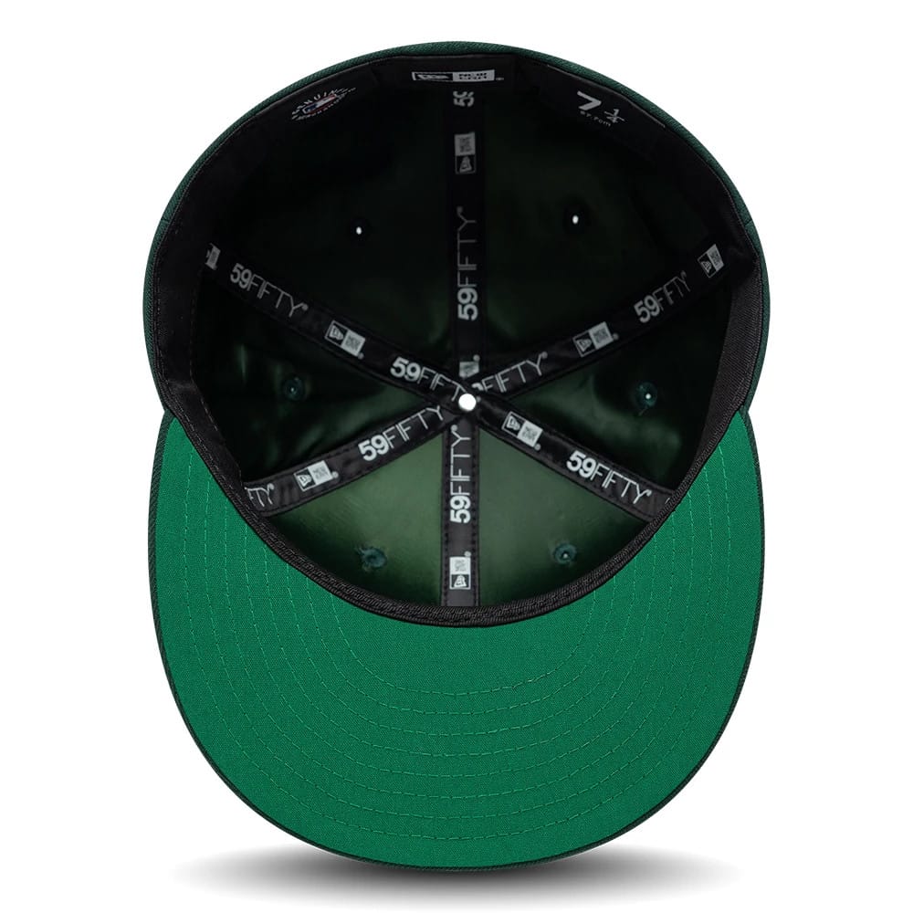 Pictured is this MLB Sidepatch Athletics 59FIFTY Fitted cap in dark green. 2