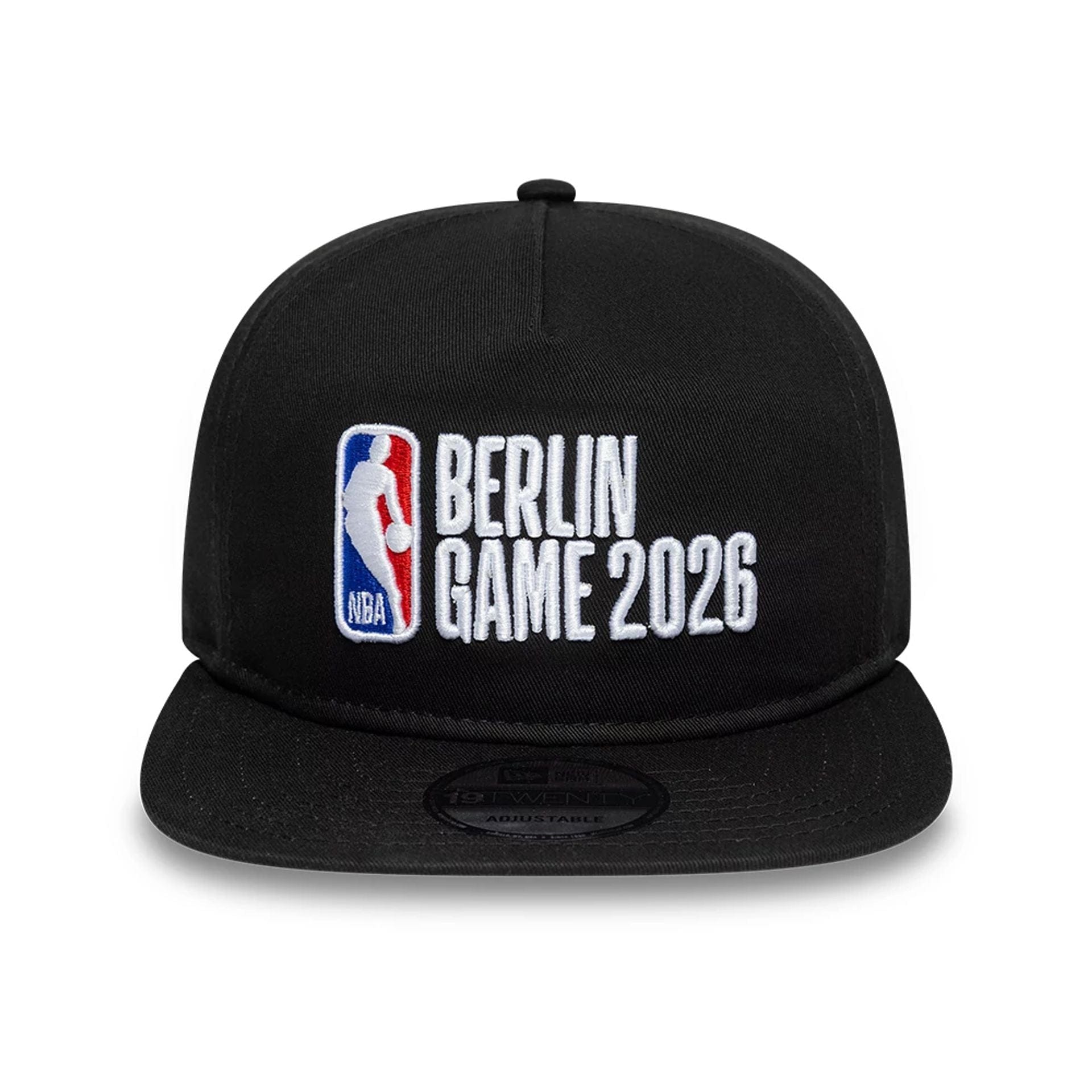 Pictured is this NBA Logo NBA Berlin Game 2026 Black 19TWENTY Adjustable cap. 2