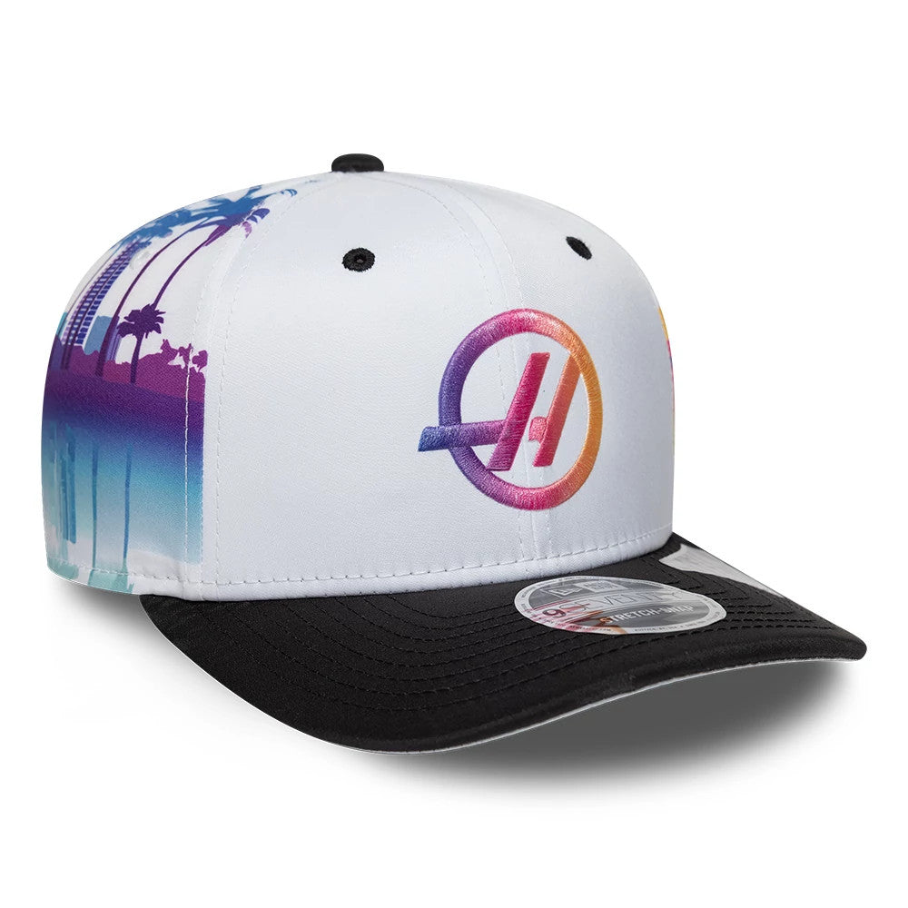 Pictured is this Miami Race Special TGR Haas F1 9SEVENTY Stretch Snap cap in white. 4